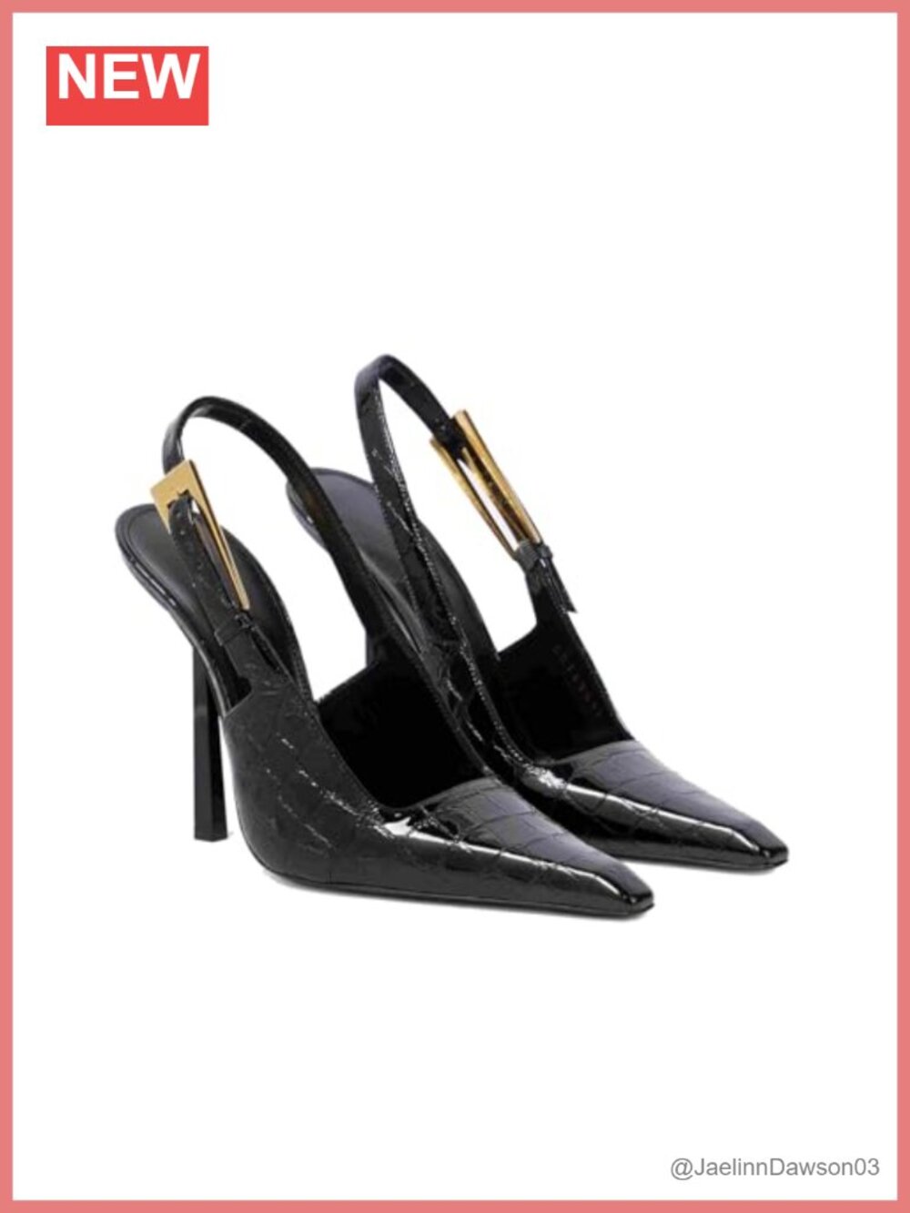 Women's Slingback Stiletto Heels Square Toe Patent Leather Buckle Pumps